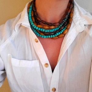 ✨️$10 w/ bundle- Set of 3 Wood Bead Necklaces - Boho / Island Vibes